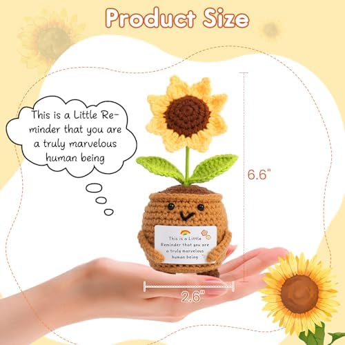 Employee Appreciation Gifts for Coworkers, Crochet Sunflower Thank You