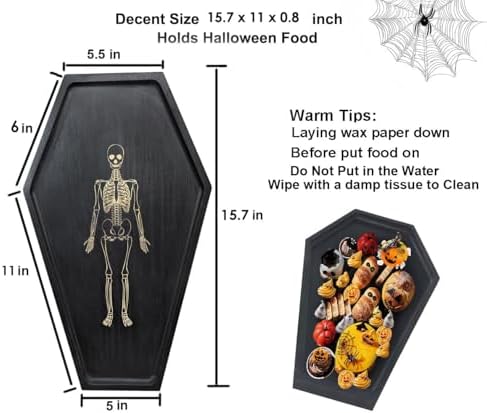 15.7" Halloween Serving Dish Tray - Skeleton Coffin Charcuterie Board
