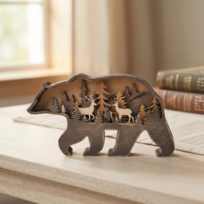 Drawely 3D Wooden Animals Carving, Wood Carving Animals Wall Decor