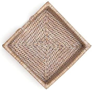 Caspari Rattan Cocktail Napkin Holder in White Natural, 1 Each