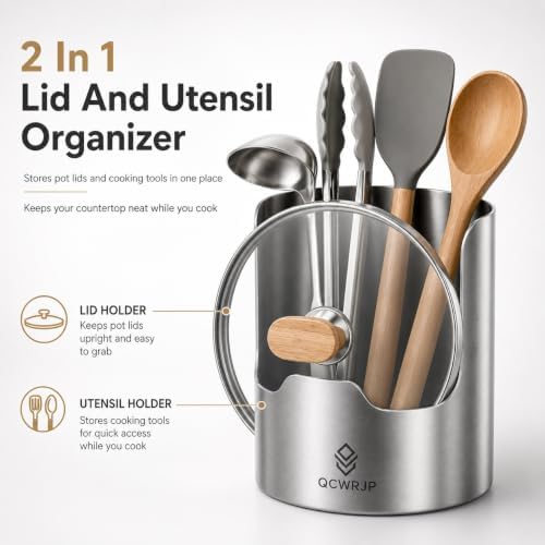 Thickened Stainless Steel Utensil Organizer Kitchen Holder for Pot Lid