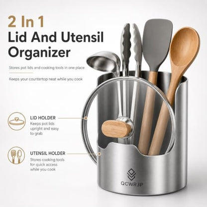 Thickened Stainless Steel Utensil Organizer Kitchen Holder for Pot Lid