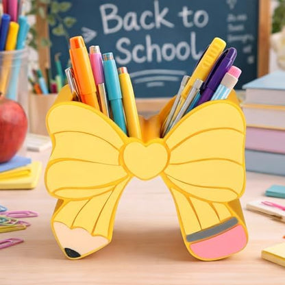 Gilprop Pencil Bow Classroom Decor Cute Teacher Pencil Holder, Yellow