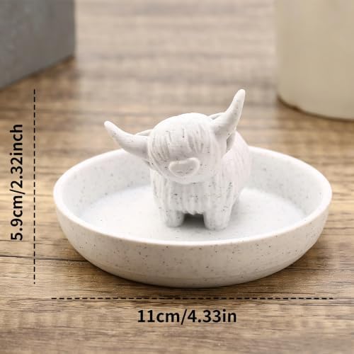 Highland Cow Ring Holder Jewelry Dish Gifts for Women Home Desk Decor
