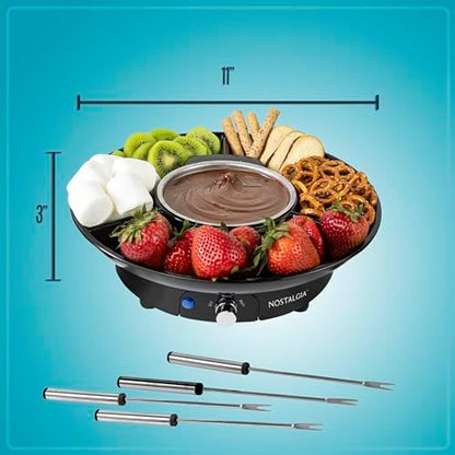 Nostalgia Electric Fondue Party Set – 10 oz Melting Pot, 4 Roasting