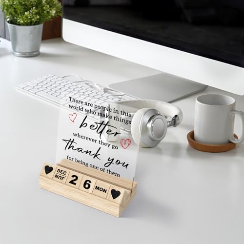 Thank You Gifts for Woman Man-Wooden Block Calendar Acrylic