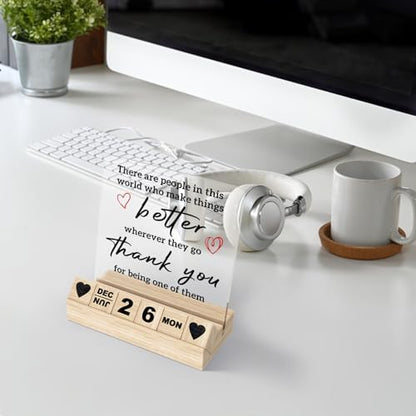 Thank You Gifts for Woman Man-Wooden Block Calendar Acrylic