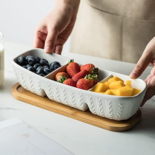 Miamolo Condiment Bowls Divided Serving Tray, Chip and Dip Bowl for