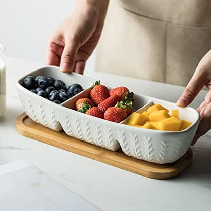 Miamolo Condiment Bowls Divided Serving Tray, Chip and Dip Bowl for