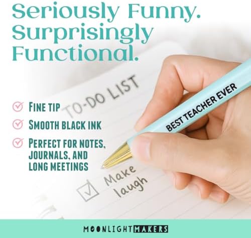 Moonlight Makers Funny Pens for Teachers Black Ink Set of 5, Best
