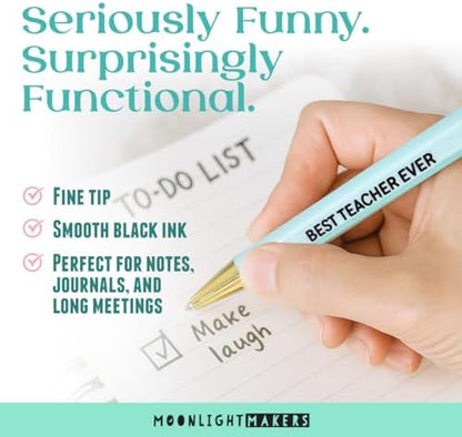 Moonlight Makers Funny Pens for Teachers Black Ink Set of 5, Best