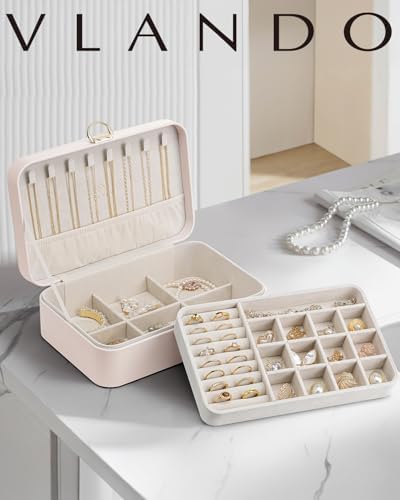 Vlando 2-Layer Jewelry Box,Valentines Day Gifts for Her Jewelry