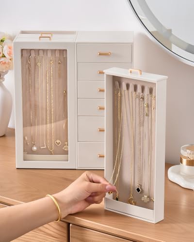 Lolalet Large Jewelry Box Organizer for Women, PU Leather Jewelry Case