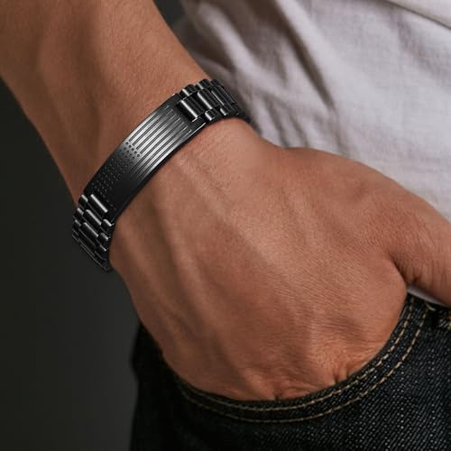 P. BLAKE American Flag Bible Verse Bracelet for Men, Stainless Steel