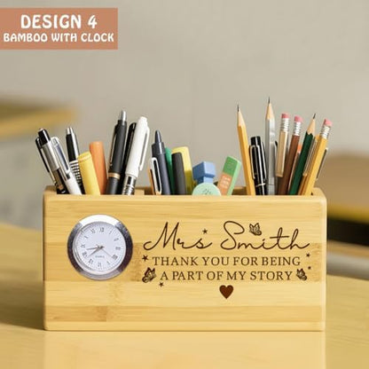 Personalized Teacher Gift Ideas, Custom Engraved Name Solid Wood Pen