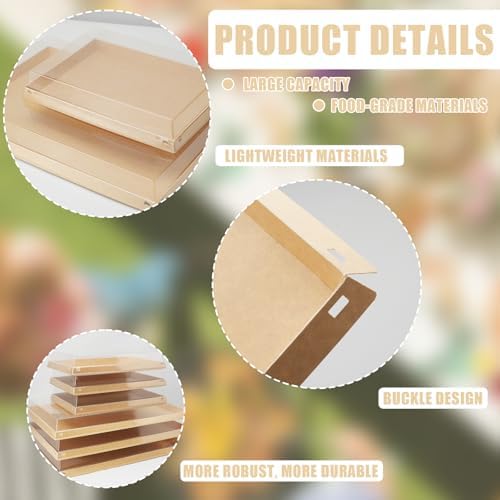 5 Pack 11" x 7.48" Serving Trays Sets Catering Trays with Lids, Paper