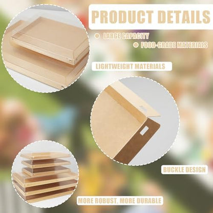 5 Pack 11" x 7.48" Serving Trays Sets Catering Trays with Lids, Paper