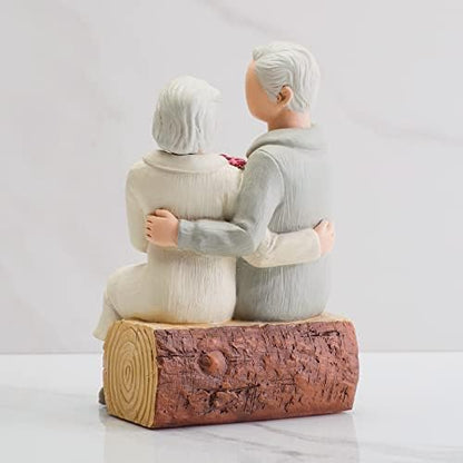 Rose Couple Home Decor Figurine, Romantic Loving Sculpted Hand Painted