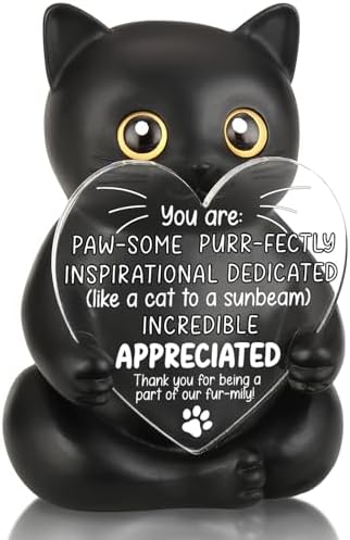 FOUGSTA Super Adorable Black Cat Resin Figurine, Appreciation Gift for