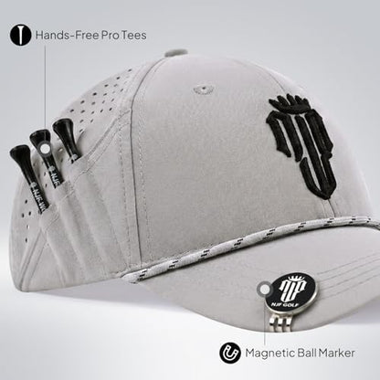 NJF Golf Performance Hats for Men with Tee Holder & Magnetic Ball