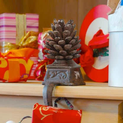 Esschert Design USA XM81 Cast Iron Pinecone Christmas Stocking Hanger