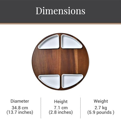 Shanik Upgraded Lazy Susan Cheese Cutting Board Set - Round Acacia