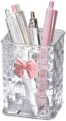 Acrylic Pen Holder for Desk, Clear Pencil Organizer Makeup Brush Cup