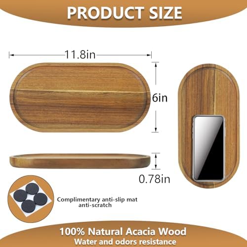1 pcs Acacia Wood Tray 11.8×6 inch Boards Rustic Wooden Serving Trays