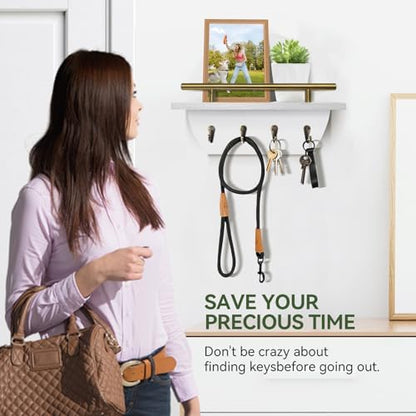 Key Holder Wall Mount Mail Organizer,4 Hook Semicircle Key Rack