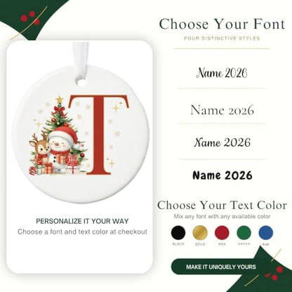 Lydia Gifts 2026 Personalized Letter T Monogram Christmas Ornament