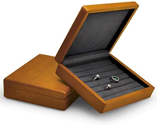 Oirlv Solid Wood Jewelry Box, Ring Earrings Organizer Tray with Lid