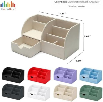 UnionBasic Desk Organizer - Multifunctional Leather Desktop Pen Holder