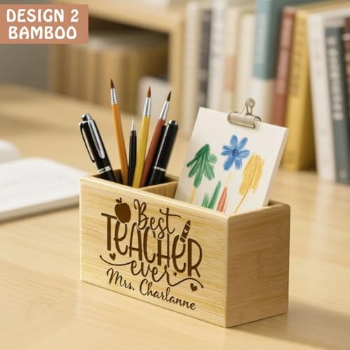 Personalized Teacher Gift Ideas, Custom Engraved Name Solid Wood Pen