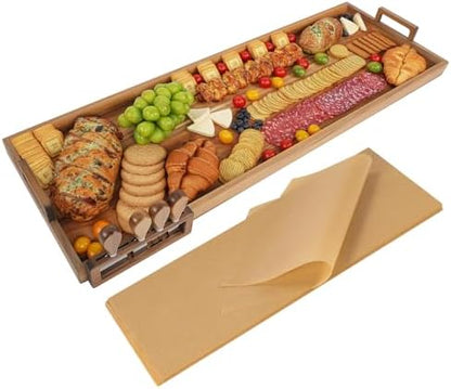 Acacia Wood Large Charcuterie Board 36x12 Inch with Cheese Knife Set
