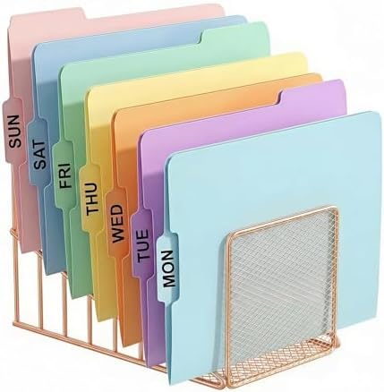 Rose Gold Desk Organizer 7 Slot Inclined Vertical File Folder Holder
