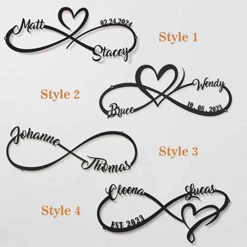 Wedding Gifts for Couples, Personalized Metal Infinity Heart Sign With