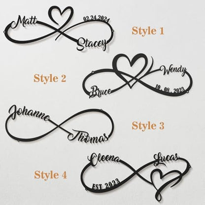 Wedding Gifts for Couples, Personalized Metal Infinity Heart Sign With