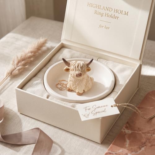 Highland Cow Ring Holder Gifts for Women, Jewelry Dish Bathroom Decor
