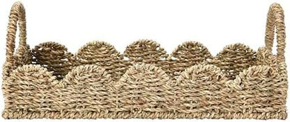 Household Essentials Seagrass Decorative Tray with Scalloped Edge
