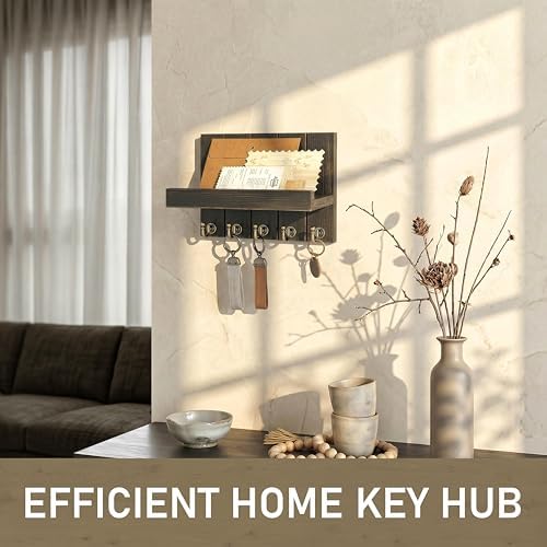 Rebee Vision Key Holder Wall Mount with Shelf for Office, Distressed