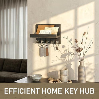 Rebee Vision Key Holder Wall Mount with Shelf for Office, Distressed