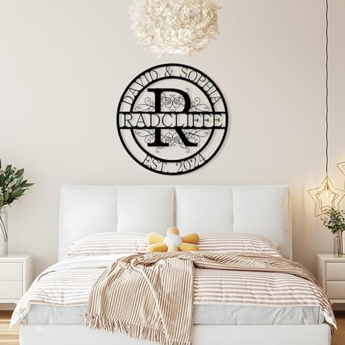 Personalized Metal Signs | Split Monogram Letter with Name