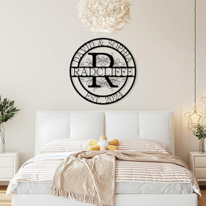 Personalized Metal Signs | Split Monogram Letter with Name