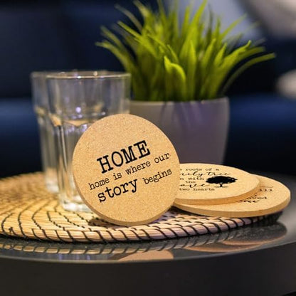 Coasters for Drinks with Holder Set of 6, Family Coasters Home&Love