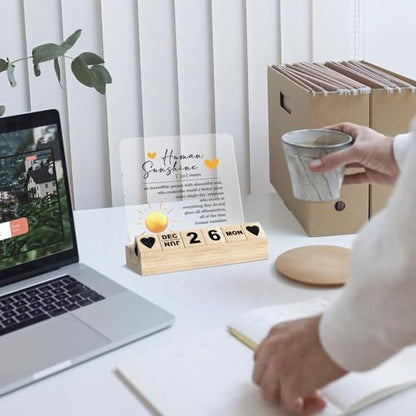 Human Sunshine Inspirational Gifts for Women Men - Wooden Block