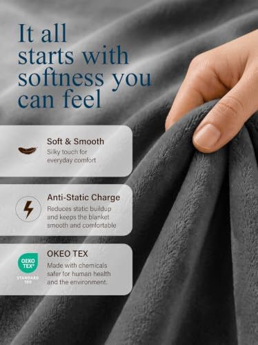 Utopia Bedding Ultra Soft Fleece Bed Blanket Throw Size Grey