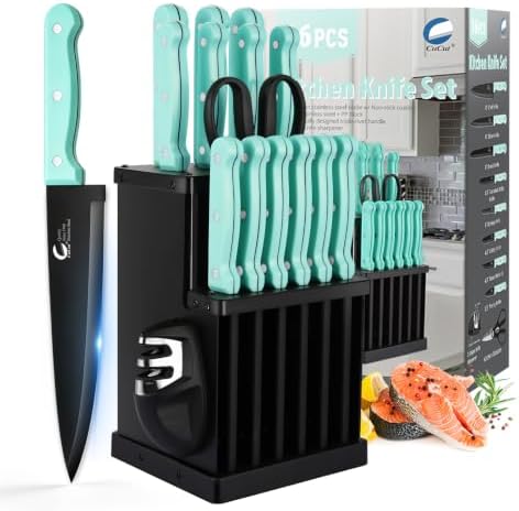 16-Piece Kitchen Knife Set with Block - High Carbon Stainless Steel