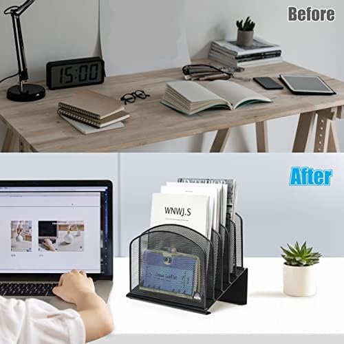 Delifox Inclined File Organizer for Desk, 5-Section Vertical File