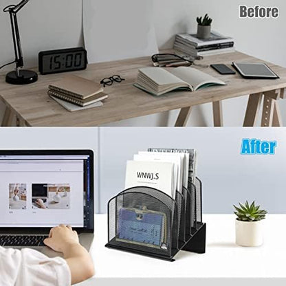 Delifox Inclined File Organizer for Desk, 5-Section Vertical File
