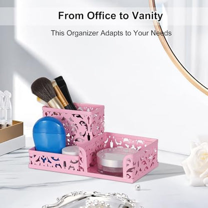EasyPAG Desk Organizer 3 Compartment Pen Holder for Desk Office